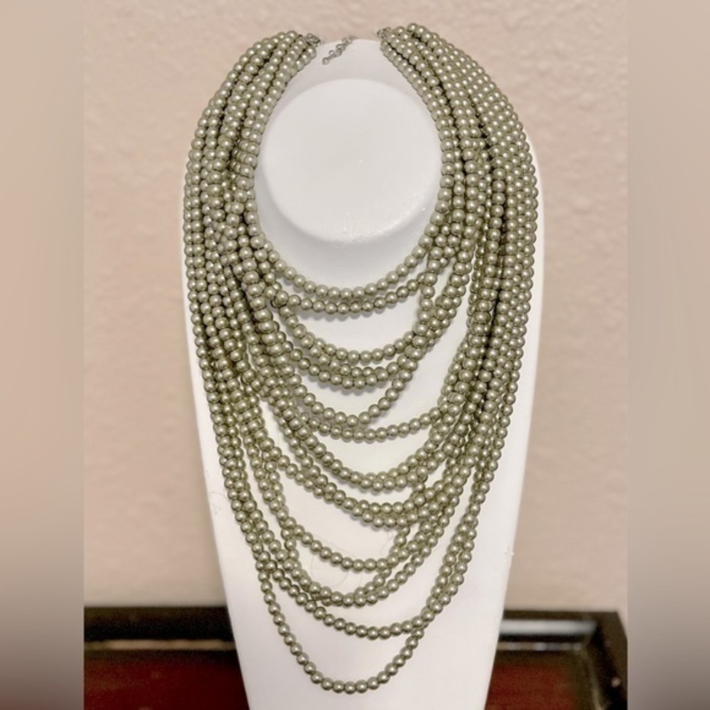 Source Unknown Multi-Strand Gray Pearl Necklace - image 1